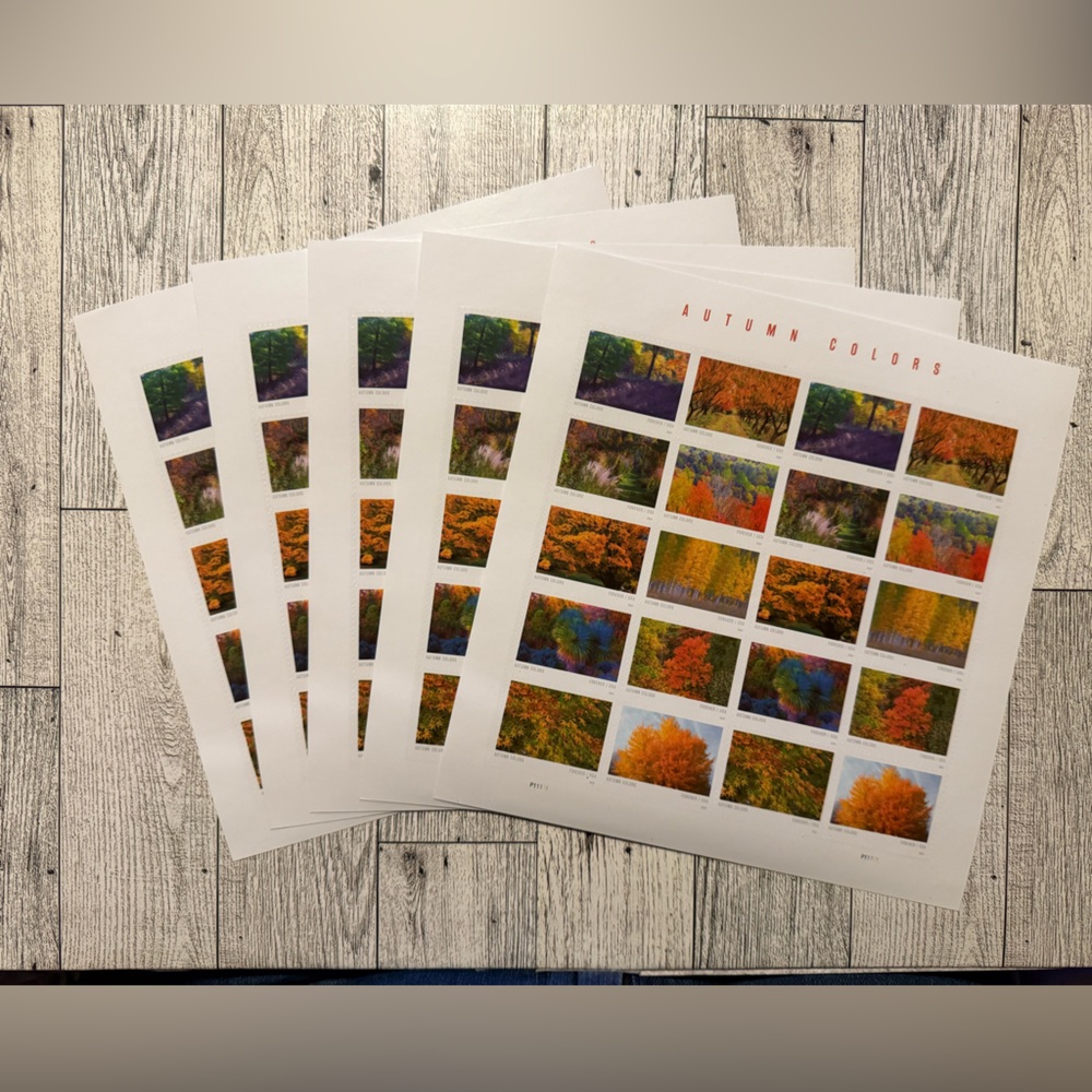 100 Autumn Colors Fall Postage Stamp Set